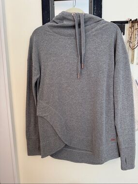 Sweaty Betty Grey Cowl Neck Lightweight Italian Fleece Hoodie Sweatshirt